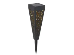 Solarlampen 6er Set mit Erdspieß, Dekostanzungen Schwarz Gold, H.33cm