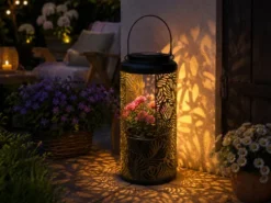 Solarlaterne hängend oder stehend mit Blumentopf, Höhe 41cm