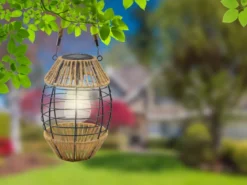 Solarlaternen 2er SET Gitterlampen mit Seil hängend oder stehend, Höhe 40,5cm