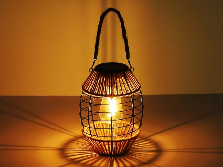Solarlaternen 2er SET Gitterlampen mit Seil hängend oder stehend, Höhe 40,5cm