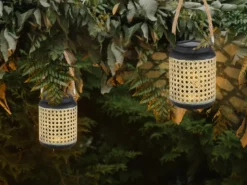 Solarlaternen 2er SET Metall Rattanoptik, hängend oder stehend, Höhe 30cm