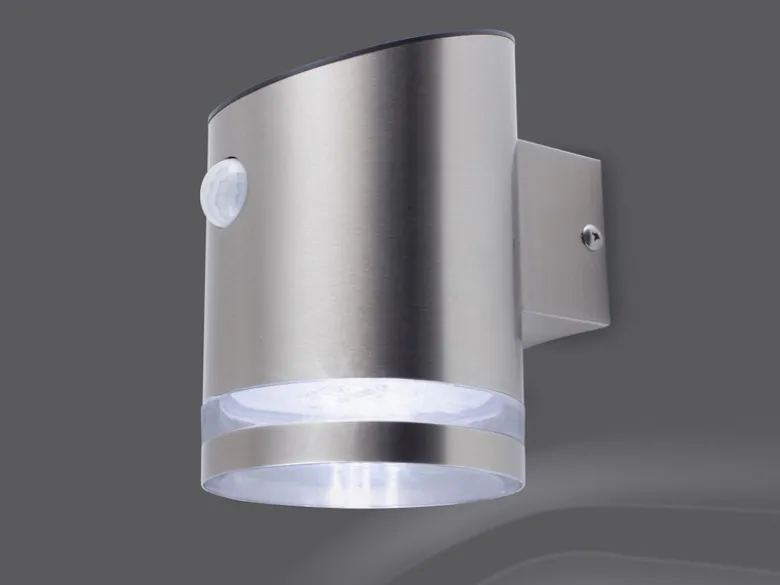 Solar LED Außenleuchten 2er SET, IP44 Bewegungsmelder, Edelstahl, Downlight
