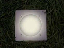 Solar LED Bodeneinbaustrahler 6er SET für Außen, Edelstahl 4-eckig 10x10cm, IP67