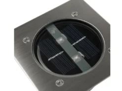 Solar LED Bodeneinbaustrahler CARLO für Außen, Edelstahl eckig 10x10cm, IP67