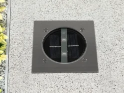 Solar LED Bodeneinbaustrahler CARLO für Außen, Edelstahl eckig 10x10cm, IP67