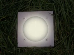 Solar LED Bodeneinbaustrahler CARLO für Außen, Edelstahl eckig 10x10cm, IP67