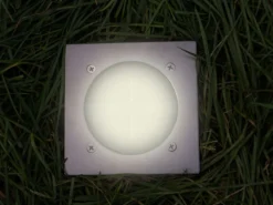 Solar LED Bodeneinbaustrahler 4er SET für Außen, Edelstahl 4-eckig 10x10cm, IP67