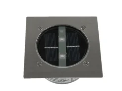 Solar LED Bodeneinbaustrahler 4er SET für Außen, Edelstahl 4-eckig 10x10cm, IP67