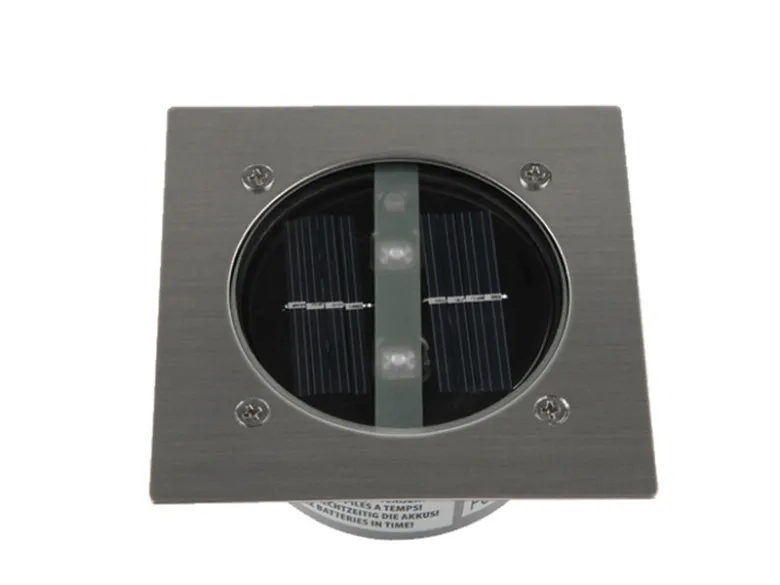 Solar LED Bodeneinbaustrahler 4er SET für Außen, Edelstahl 4-eckig 10x10cm, IP67