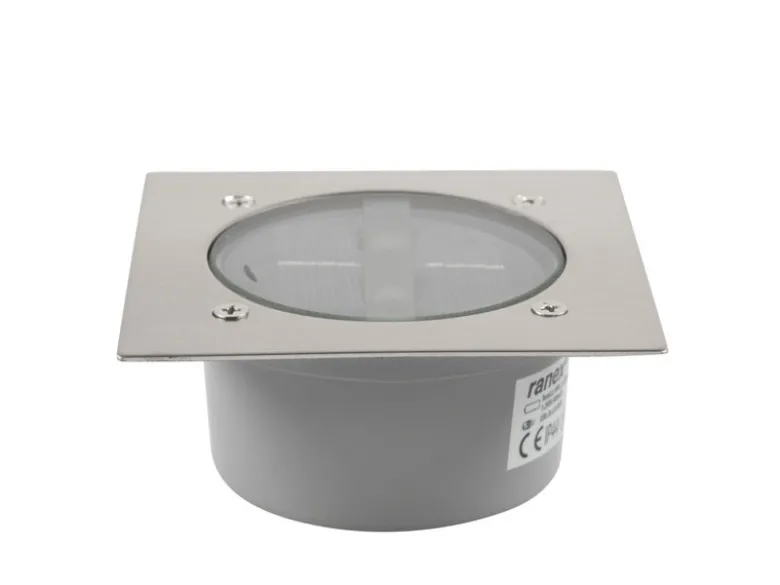 Solar LED Bodeneinbaustrahler 4er SET für Außen, Edelstahl 4-eckig 10x10cm, IP67