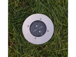 Solar LED Bodeneinbaustrahler 2er SET für Außen, Edelstahl rund Ø14cm IP67