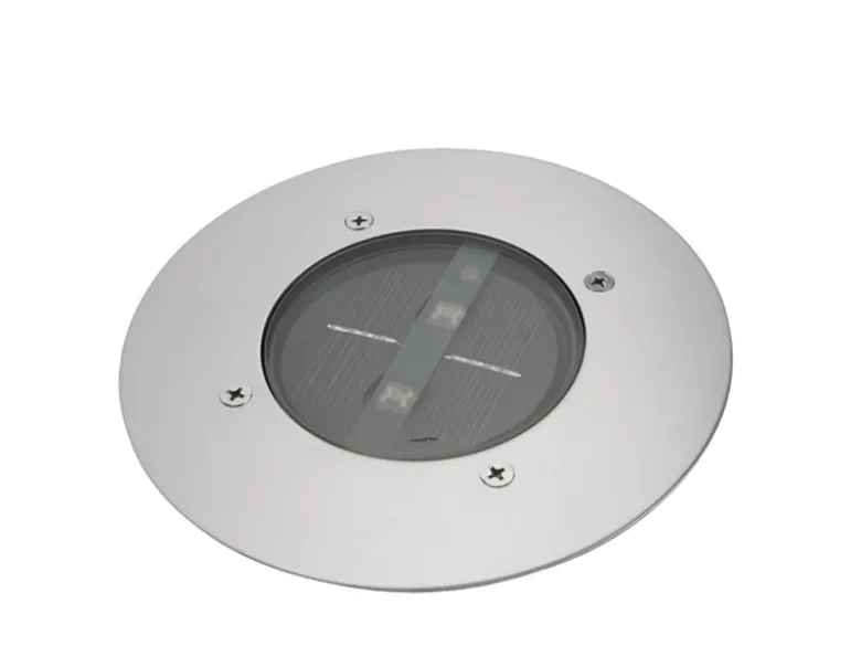 Solar LED Bodeneinbaustrahler 4er SET für Außen, Edelstahl rund Ø14cm IP67