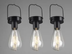 Solar LED Hängeleuchte 6er SET zum Aufhängen Schwarz Ø7cm Höhe 23cm