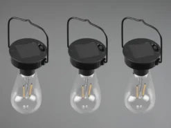 Solar LED Hängeleuchte 6er SET zum Aufhängen Schwarz Ø7cm Höhe 23cm