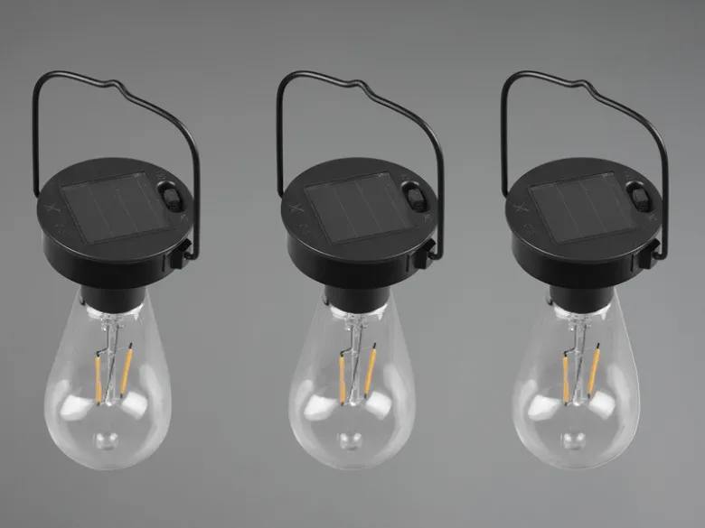 Solar LED Hängeleuchte 6er SET zum Aufhängen Schwarz Ø7cm Höhe 23cm