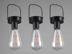 Solar LED Hängeleuchte 6er SET zum Aufhängen Schwarz Ø7cm Höhe 23cm