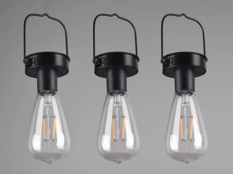 Solar LED Hängeleuchte 6er SET zum Aufhängen Schwarz Ø7cm Höhe 23cm