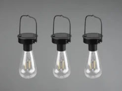 Solar LED Hängeleuchte 6er SET zum Aufhängen Schwarz Ø7cm Höhe 23cm