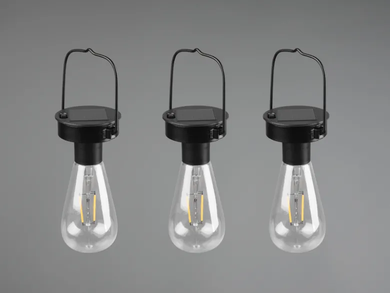 Solar LED Hängeleuchte 6er SET zum Aufhängen Schwarz Ø7cm Höhe 23cm