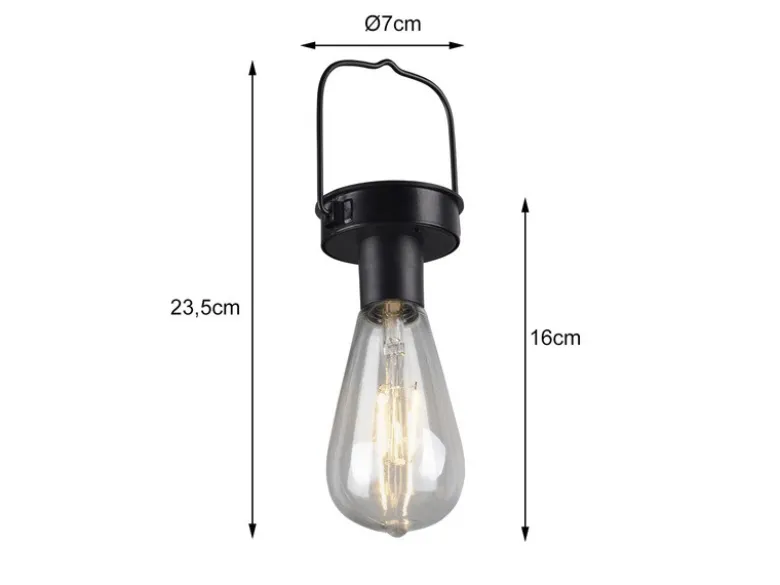 Solar LED Hängeleuchte 6er SET zum Aufhängen Schwarz Ø7cm Höhe 23cm