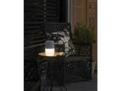 Solar LED Leuchte ASSISI mit 3-Stufen Dimmer & USB-Kabel, IP44, Grau