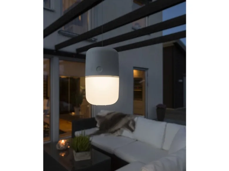 Solar LED Leuchte ASSISI mit 3-Stufen Dimmer & USB-Kabel, IP44, Grau