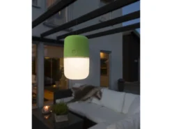 Solar LED Leuchte ASSISI mit 3-Stufen Dimmer & USB-Kabel, IP44, Grün