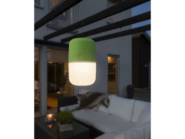 Solar LED Leuchte ASSISI mit 3-Stufen Dimmer & USB-Kabel, IP44, Grün