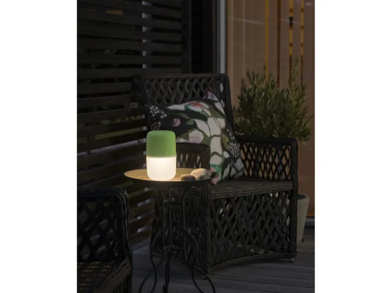 Solar LED Leuchte ASSISI mit 3-Stufen Dimmer & USB-Kabel, IP44, Grün