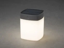Solar LED Leuchte mit 3-Stufen Dimmer ASSISI, Höhe 14,5cm, IP44, Grau