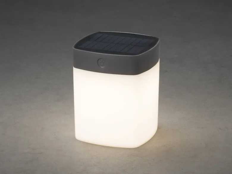 Solar LED Leuchte mit 3-Stufen Dimmer ASSISI, Höhe 14,5cm, IP44, Grau