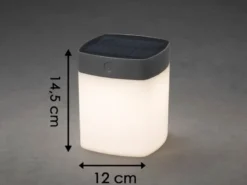 Solar LED Leuchte mit 3-Stufen Dimmer ASSISI, Höhe 14,5cm, IP44, Grau