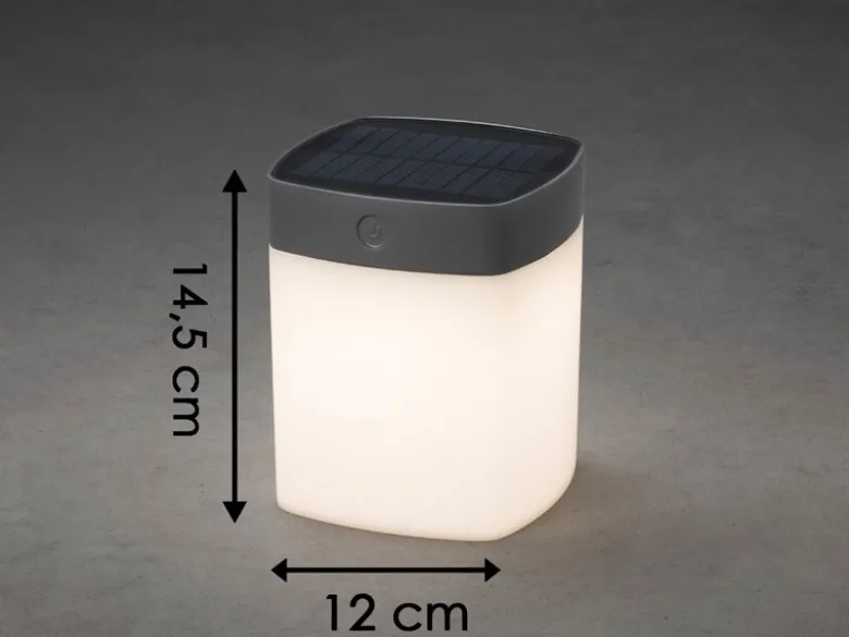 Solar LED Leuchte mit 3-Stufen Dimmer ASSISI, Höhe 14,5cm, IP44, Grau