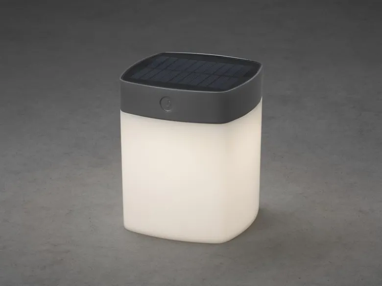 Solar LED Leuchte mit 3-Stufen Dimmer ASSISI, Höhe 14,5cm, IP44, Grau
