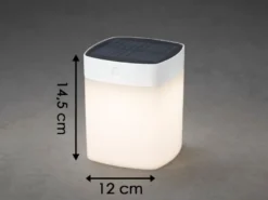 Solar LED Leuchte mit 3-Stufen Dimmer ASSISI, Höhe 14,5cm, IP44, Weiß