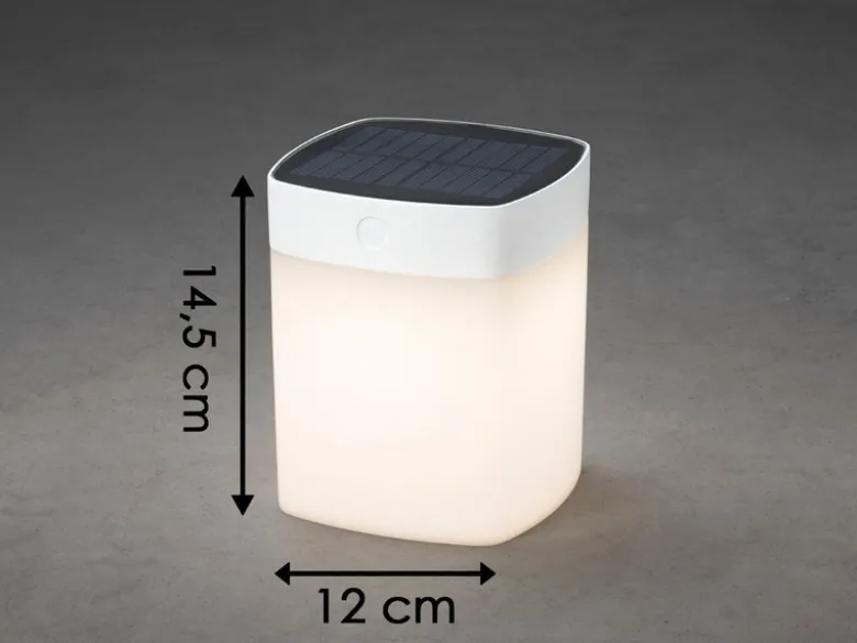Solar LED Leuchte mit 3-Stufen Dimmer ASSISI, Höhe 14,5cm, IP44, Weiß