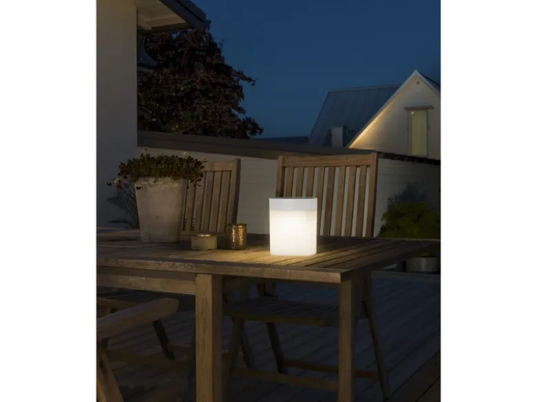 Solar LED Leuchte mit 3-Stufen Dimmer ASSISI, Höhe 14,5cm, IP44, Weiß