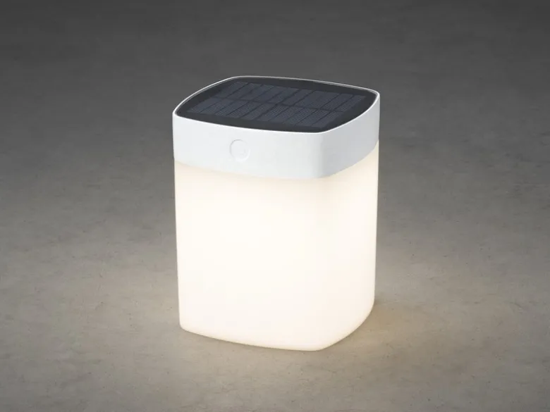 Solar LED Leuchte mit 3-Stufen Dimmer ASSISI, Höhe 14,5cm, IP44, Weiß
