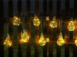 Solar LED Outdoor Lichterkette mit 10 Glühbirnen, 2 Lichtmodi, Länge 3,8 Meter