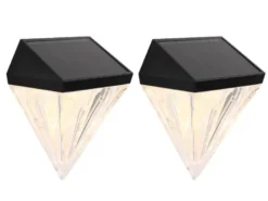 Solarleuchten 2er Set Wandleuchten, Diamant-Design, H.12cm