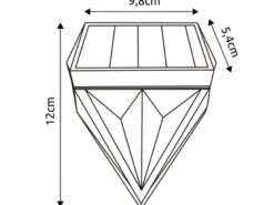 Solarleuchten 2er Set Wandleuchten, Diamant-Design, H.12cm