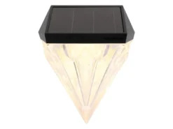 Solarleuchten 2er Set Wandleuchten, Diamant-Design, H.12cm