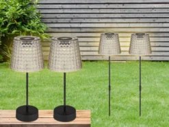 Solarleuchten Set: 2er Sets Tischleuchten & Erdspießleuchten Rauchfarbig