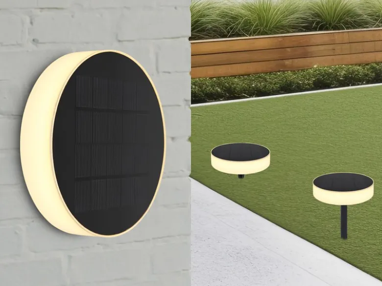 Solarleuchten Set mit abnehmbaren Erdspieß, auch zur Wandmontage geeignet Ø15cm