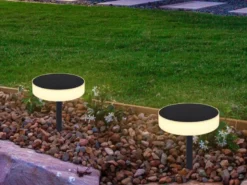 Solarleuchten Set mit abnehmbaren Erdspieß, auch zur Wandmontage geeignet Ø15cm