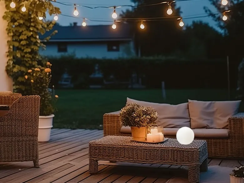 Solar Outdoor Kugelleuchte BUSSO Ø 18cm mit RGB Farbwechsel