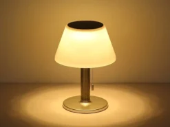Solar Tischleuchte mit Zugschalter, Lampenschirm weiß Höhe 28cm