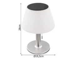Solar Tischleuchten 2er Set mit Zugschalter, Lampenschirm weiß Höhe 28cm