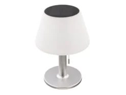 Solar Tischleuchten 2er Set mit Zugschalter, Lampenschirm weiß Höhe 28cm
