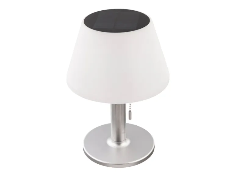 Solar Tischleuchten 2er Set mit Zugschalter, Lampenschirm weiß Höhe 28cm